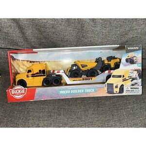 **RARE** Dickie Toys Micro Truck Mack Hauler w/ Volvo Dump Truck & Dozer *RARE**